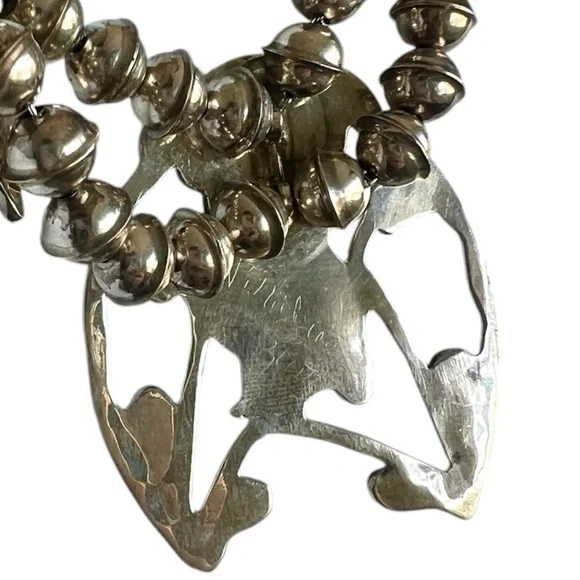 Sterling Silver Zuni Inlay Owl Squash Blossom Necklace Signed PITKIN PW NATEWA